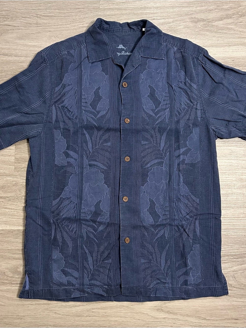 Tommy Bahama Navy Floral Short-Sleeve Camp Shirt